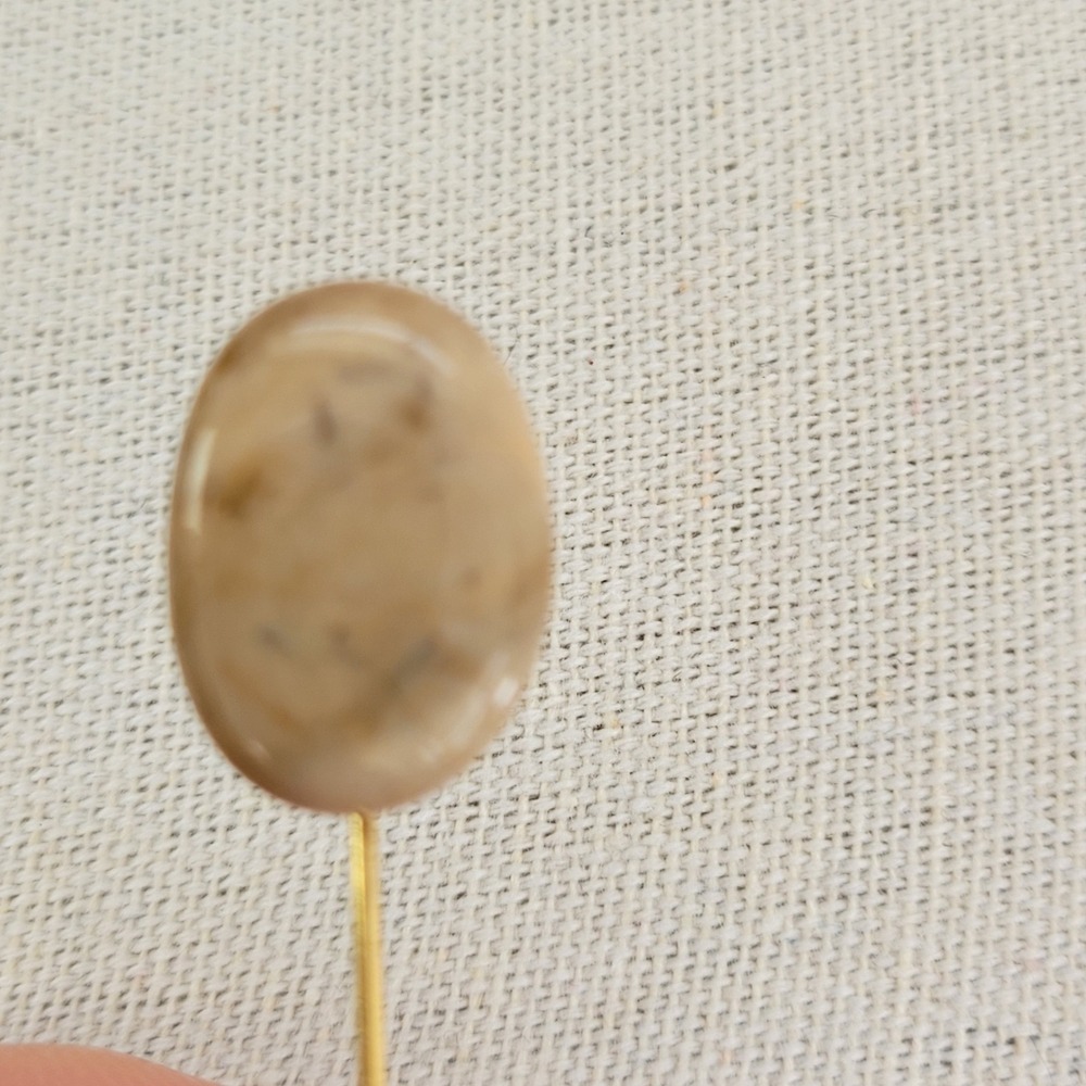 Vintage Gold Tone Stick Pin Ladybug Beetle and Faux‎ Stone Agate Stone - Picture 9 of 10